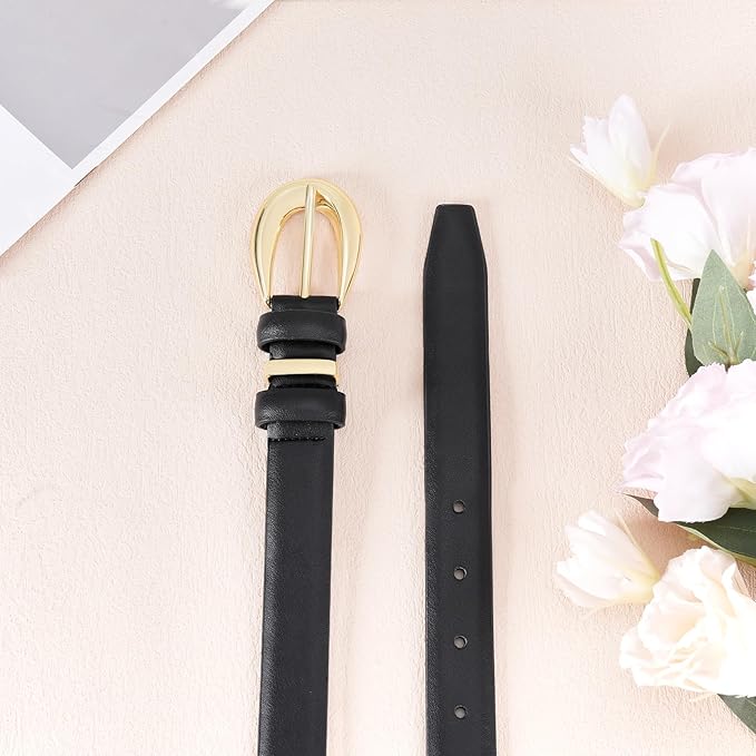 Womens Belts for Jeans Pants Leather Belt Dresses Fashion Gold Buckle Ladies Belt