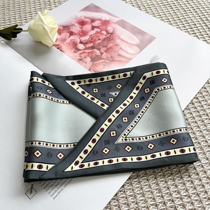 Silk Head Scarf for Hair Fashion Headwrap for Women Lightweight Neck Tie