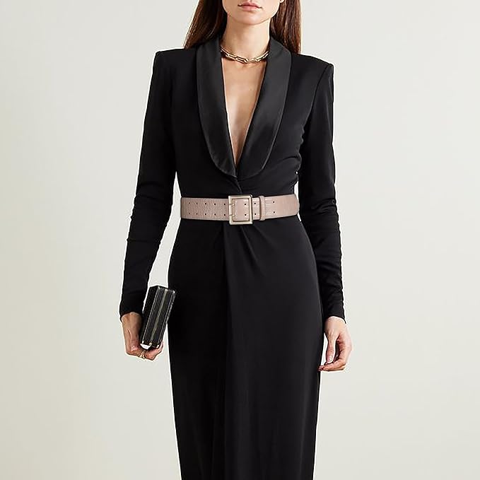 Wide Belts for Women Leather Wide Belts Fashion Thick Black Belt With Gold Buckle Belt for Dresses