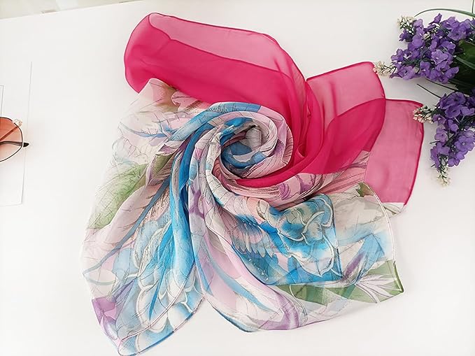 Pokeedioty Scarfs for Women Lightweight Fashion Scarves Elegant Floral Pattern Sheer Scarfs