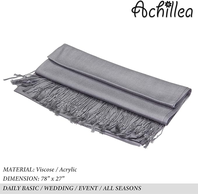 Achillea Soft Silky Pashmina Scarf for Women – Shawl Wrap for Evening Dresses, Bridesmaids, Weddings & Everyday Wear