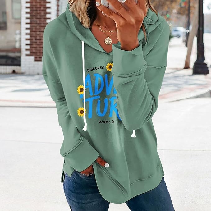 Women's Brown Mandala Print Hoodie Long Sleeve Loose Fit Pullover Sweatshirt With Drawstring For Fall Winter