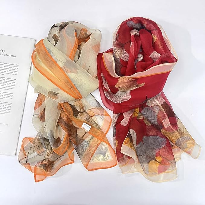 Pokeedioty Scarfs for Women Lightweight Fashion Scarves Elegant Floral Pattern Sheer Scarfs Sunscreen Shawls Wraps