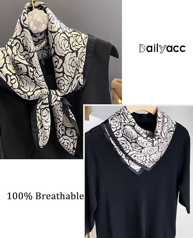 Dailyacc Hair Bandanas Scarf For Women Lightweight Fashion Neck Silk Satin Head Scarves For Sleeping Handbags Scarf