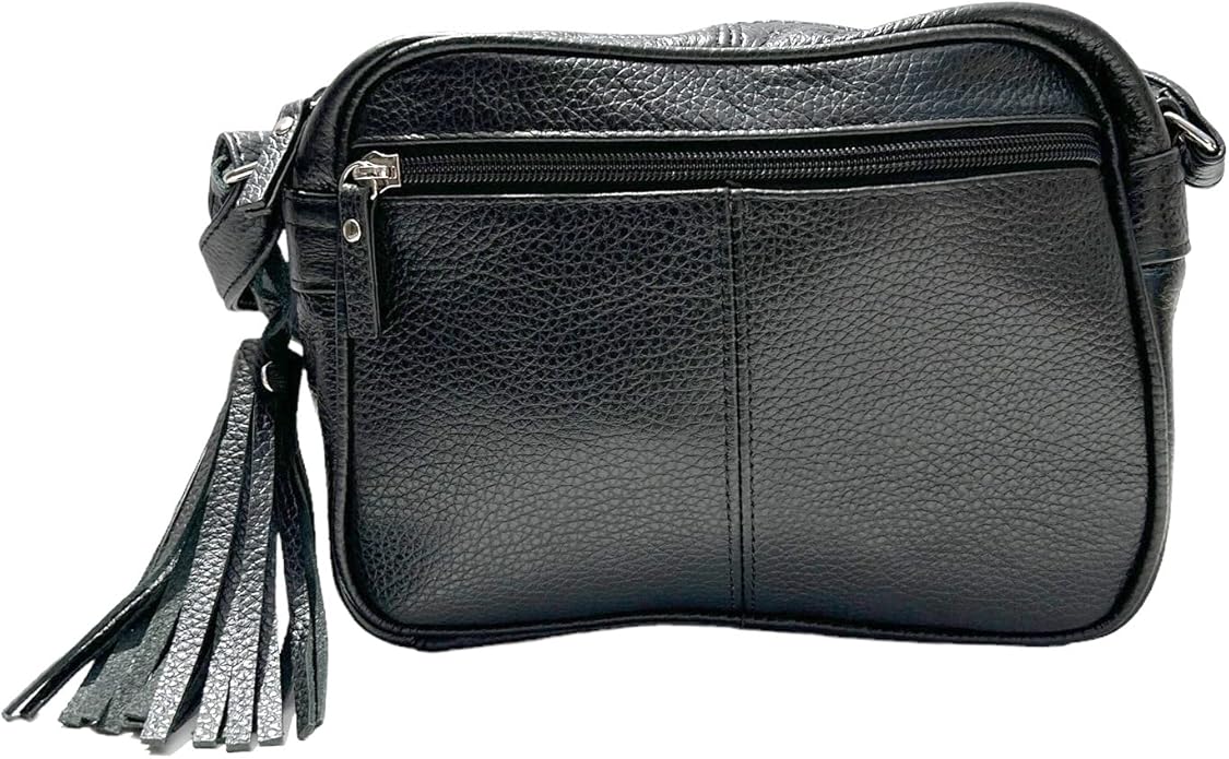 Cowhide Leather Women's Shoulder Purse Small Cross Body Organizer Bag with Many Pockets