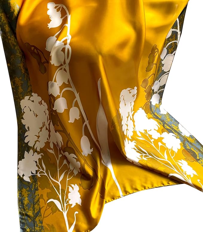 NUWEERIR Womens 100% Large Mulberry Silk Scarf Long Satin Scarf Fashion Lightweight Wraps