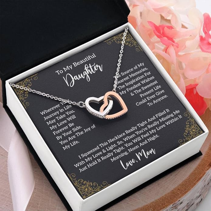 VIRAGIL To My Daughter Gift Necklace From Dad or Mom - Badass Daughter Jewelry With Heartfelt Message & Elegant Box