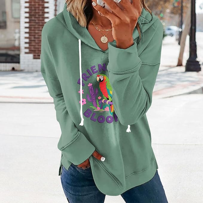 Women's Brick Red Hoodie Pullover Sweatshirt Cotton Blend Loose Fit Long Sleeve Fall Winter Top