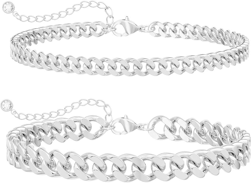 Foxgirl Gold Ankle Bracelets for Women 14K Gold Plated/Silver Anklets for Women Waterproof Minimalist Cuban Link Anklets Set Dainty Layered Ankle Bracelets Anklets for Women Gold Anklet Jewelry Gifts