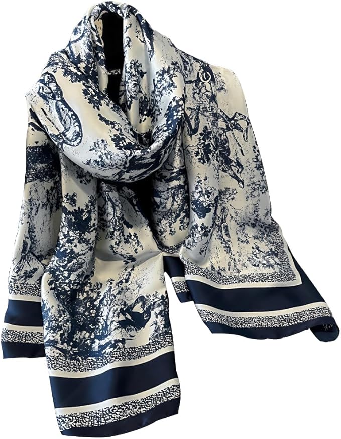 NUWEERIR Womens 100% Large Mulberry Silk Scarf Long Satin Scarf Fashion Lightweight Wraps