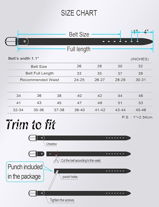 WOLFANT Womens Belts for Jeans in Gift Box,1.1" Ladies Belt with Gold Buckle,100% Italian Full Grain Real Solid Leather