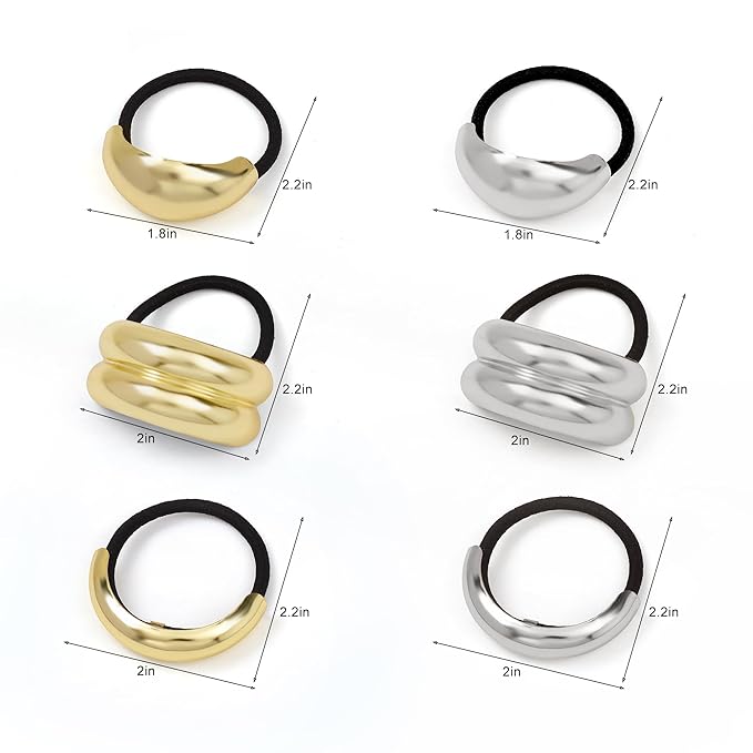 Hair Ties for Women, Gold Metal Hair Cuffs Hair Accessories Elastic Hair Ties Ponytail Cuff Hair Bands for Both Thick Hair and Thin Hair