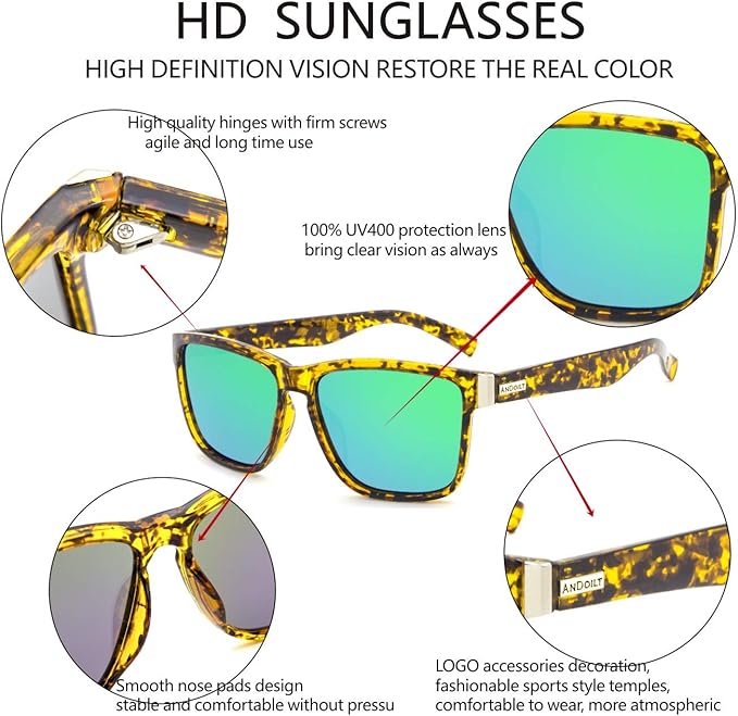 ANDOILT Sport Polarized Square Sunglasses