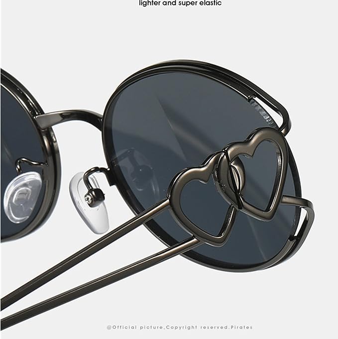 bullabulling Y2k Sunglasses For Women Men Round Vintage glasses Fashion Heart Metal Sunglass Round Retro Eyewear
