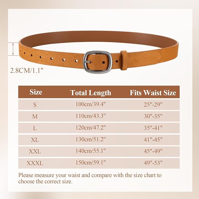 WHIPPY Women Leather Belt Casual Fashion Gold Buckle Leather Waist Belt for Jeans Pants Dresses Chic Ladies Belt