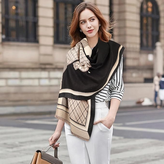 EXTREE Scarfs for Women Pashmina Silky Shawl Wrap for Evening Dressing Blanket Open Front Poncho Cape