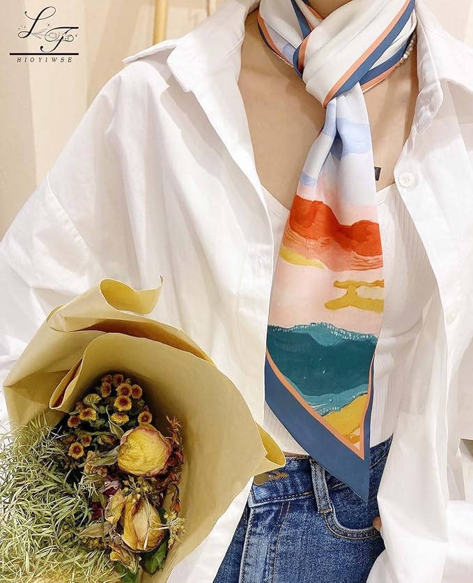 Head Scarf Hair Neck Scarves For Women Purse Bag Scarfs For Handbags Silky Long Thin Satin Headscarf Fashion