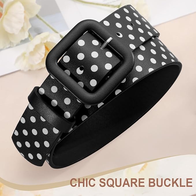 WHIPPY Women Leather Belt Candy Color Fashion Square Buckle Belt Ladies Belt for Jeans Pants Dresses