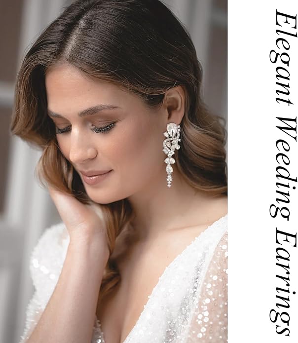 Fashion Rhinestone Statement Drop Dangle Earrings Long Colorful Crystal Bridal Wedding Teardrop Chandelier Earrings for Women Prom Pageant