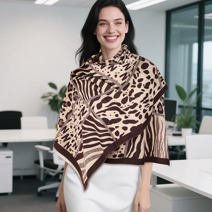 EXTREE Scarfs for Women Pashmina Silky Shawl Wrap for Evening Dressing Blanket Open Front Poncho Cape