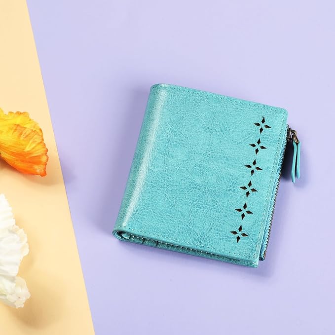 Lavemi Ultra Thin Small Compact Leather Womens Girls Wallets RFID Blocking Credit Card Holder for Women