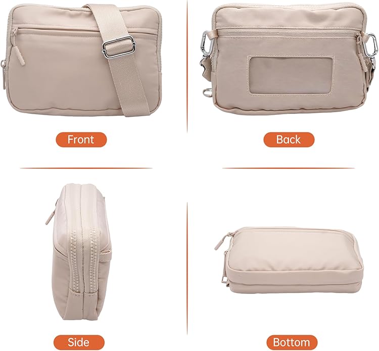 Wristlet Wallets for Women Checkered Nylon Quilted Wallet Travel Crossbody Bags with 4 Zippers Coin Card Phone Holder