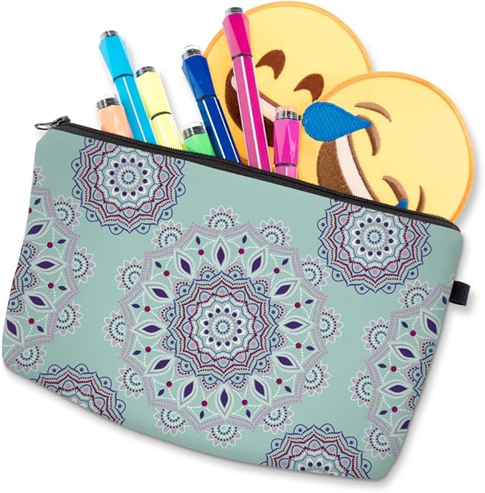 Deanfun Makeup Case Small, Cosmetic Zipper Bag Waterproof for Purse Mini, Women Cute Traveling Accessories Pouch for Ladies Thanksgiving Christmas Gifts(Mandala D2-51456)