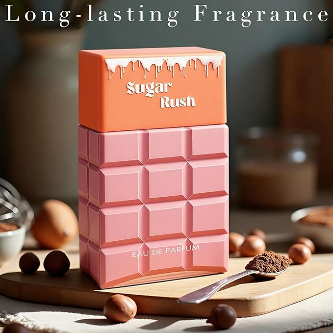 Sugar Rush Sweet Temptation EDP Perfume for Women, Grapefruit & Jasmine Scent, Long Lasting Floral Fragrance, Cologne for Daily Use, 3.4 Fl Oz