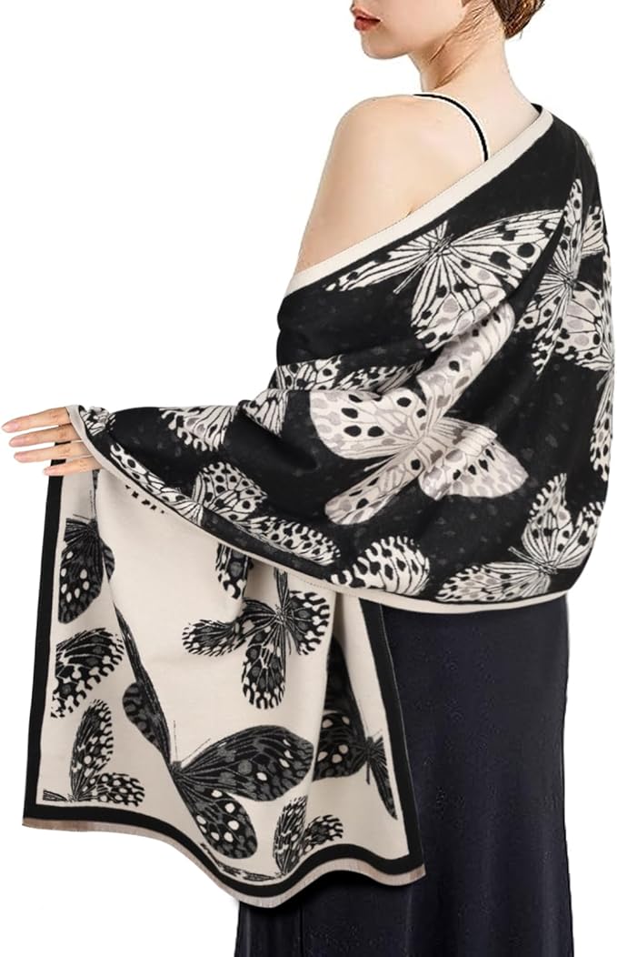 EXTREE Scarfs for Women Pashmina Silky Shawl Wrap for Evening Dressing Blanket Open Front Poncho Cape
