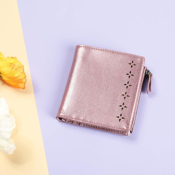Lavemi Ultra Thin Small Compact Leather Womens Girls Wallets RFID Blocking Credit Card Holder for Women