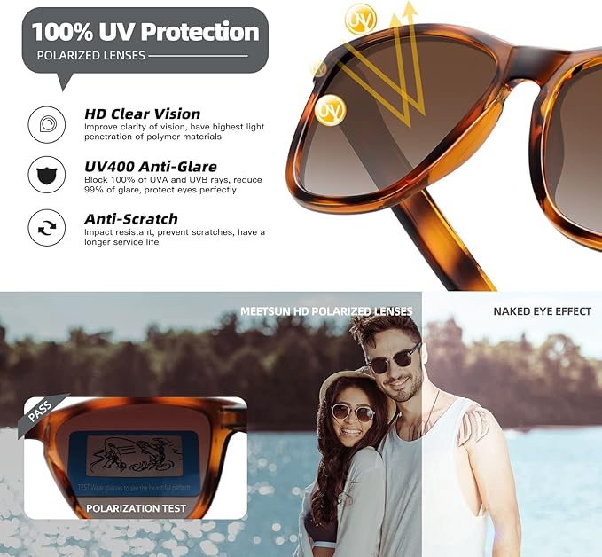 MEETSUN Polarized Sunglasses for Women Men Trendy Classic Retro Designer Style