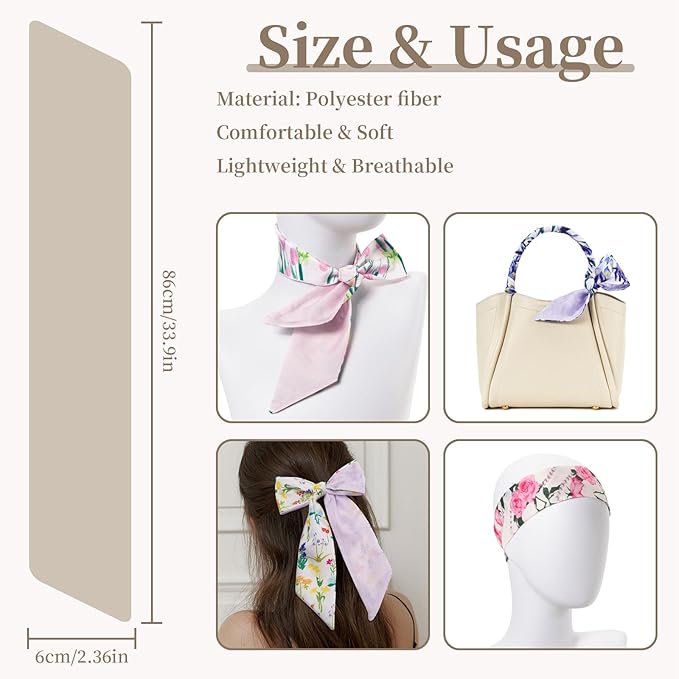 4 Pack Purse Scarf Handbags Skinny Twill Hair Scarves Narrow Neck Scarf Band Women Fashion Accessories Bag Charms