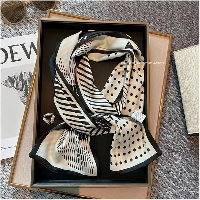 Livrerpi Silk Feeling Head Scarf Fashion Satin Hair Scarf Square Long Scarves for Women Gifts