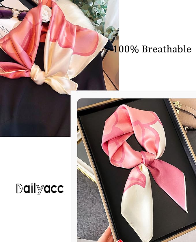Dailyacc Hair Bandanas Scarf For Women Lightweight Fashion Neck Silk Satin Head Scarves For Sleeping Handbags Scarf