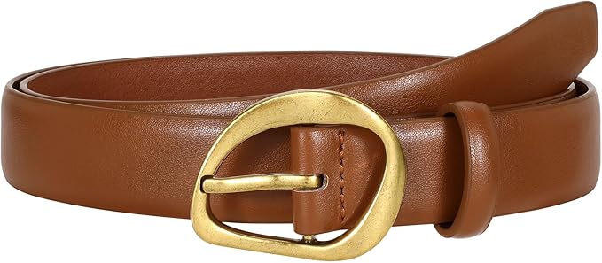JASGOOD Leather Belts for Women Cute Casual Waist Belt with Gold Buckle Ladies for Jeans Pants Dresses