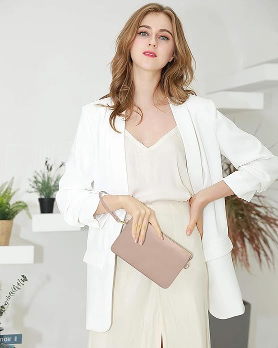 Wristlet Purses for Women, Vegan Leather Crossbody Evening Zip Clutch Bag with Strap | Vegan Leather, Evening, Zip, with Strap
