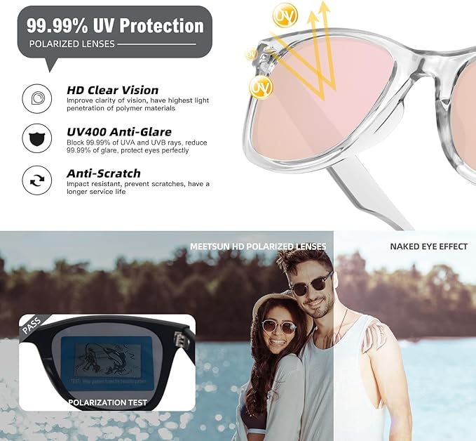 MEETSUN Polarized Sunglasses for Women Men Classic Retro Square Frame Driving Sun Glasses UV Protection