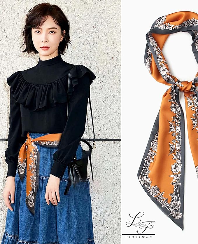 Head Scarf Hair Neck Scarves For Women Purse Bag Scarfs For Handbags Silky Long Thin Satin Headscarf Fashion