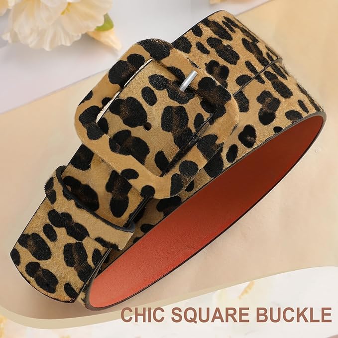 WHIPPY Women Leather Belt Candy Color Fashion Square Buckle Belt Ladies Belt for Jeans Pants Dresses