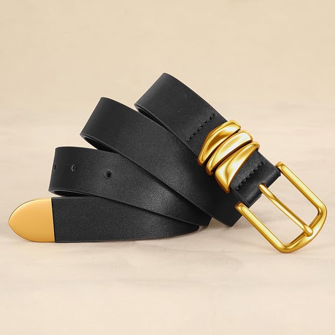 VONMELLI Women's Belt for Jeans Dress Leather Belt for Women Fashion Waist Ladies Belt with Silver Buckle