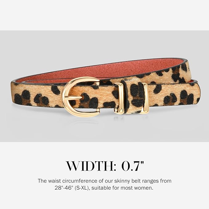 VONMELLI Womens Skinny Leather Belt Thin Waist Belts for Women Fashion Dress Jeans with Gold Buckle