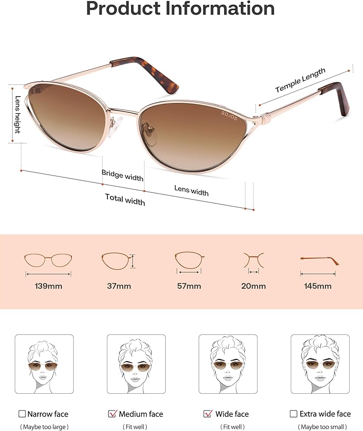 SOJOS Trendy Oval Polarized Sunglasses for Women,Retro 90s Cat Eye Shades SJ1254