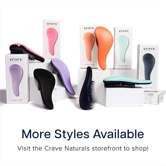 Crave Naturals Glide Thru Detangling Brush, Detangler Brush for Curly, Straight, Wet and Dry Hair Comb for Adults and Kids, Hair Accessories for Women, Turquoise and Purple