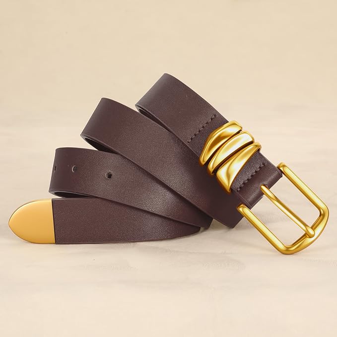 VONMELLI Women's Belt for Jeans Dress Leather Belt for Women Fashion Waist Ladies Belt with Silver Buckle
