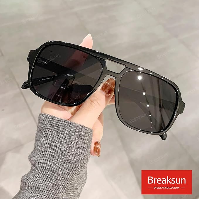 Retro Aviator Sunglasses for Women Men Trendy Classic 70s Square Aviator Sun Glasses Vintage Shades