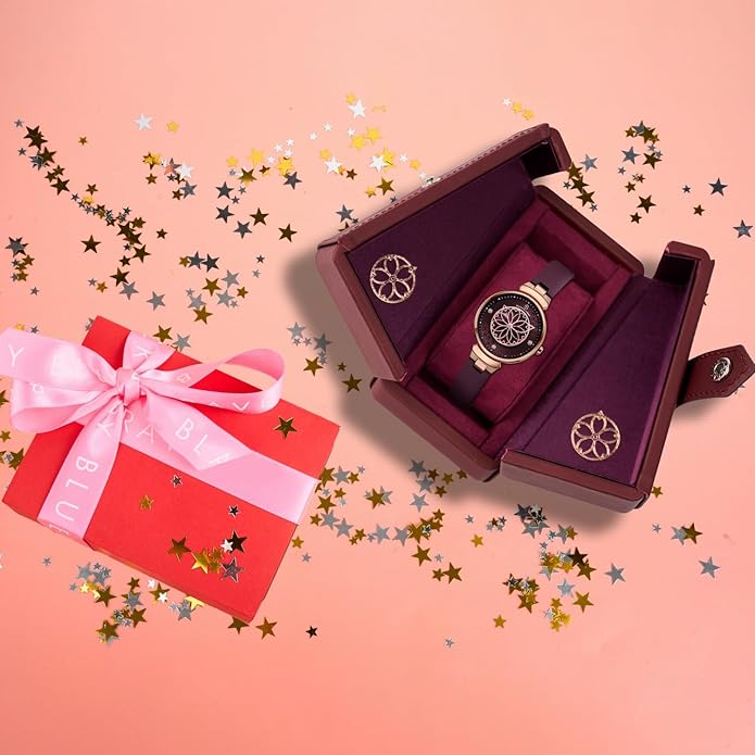 Women Watches Cherry Blossom Women's Watch Mother of Pearl Dial Ladies Watch with Leather Strap Sakura Petal Shape Cherry Blossom Watches for Women Sapphire Crystal Glass for Durability and Clarity