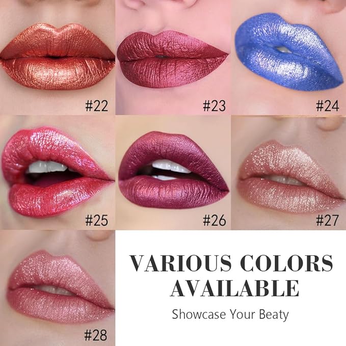 Kaely 2-in-1 Bold Girl Metallic Lipstick and Lip Liner Makeup, Shimmer Liquid Metallic Lipsticks for Women, Glitter Lip Gloss Stain Long Lasting Waterproof Smudge Proof 24 Hour, Cruelty-Free 23