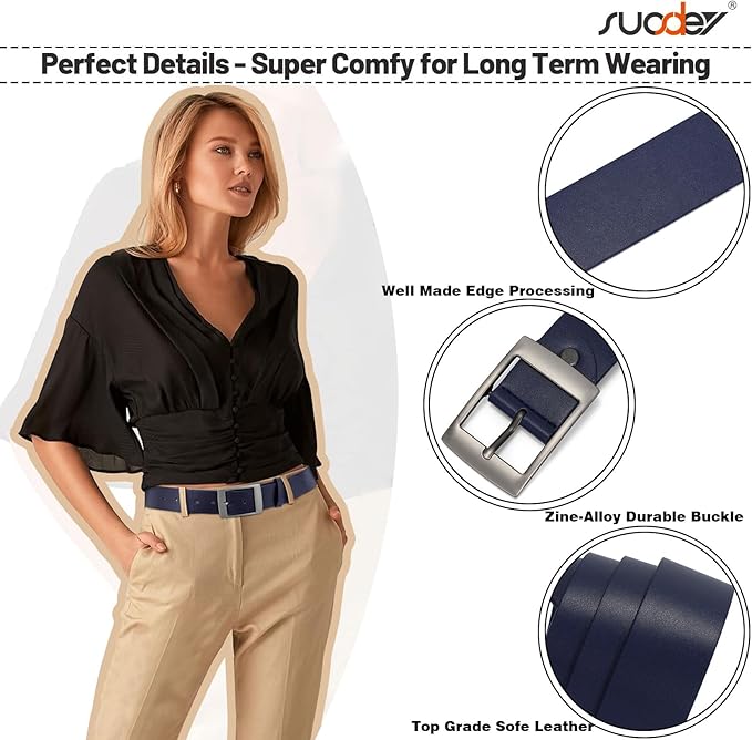 SUOSDEY Fashion Womens Leather Belts,Wide Waist Belt with Pin Buckle for Jeans Pants Dresses,1.5" width