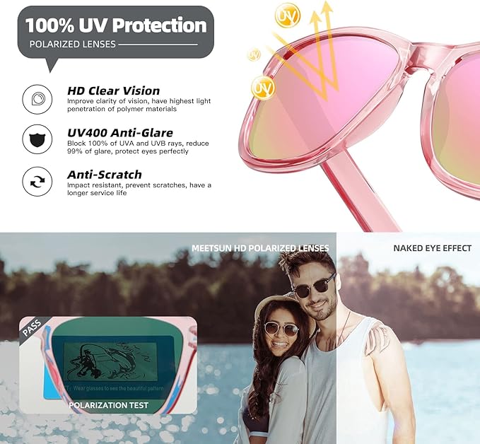 MEETSUN Polarized Sunglasses for Women Men Trendy Classic Retro Designer Style