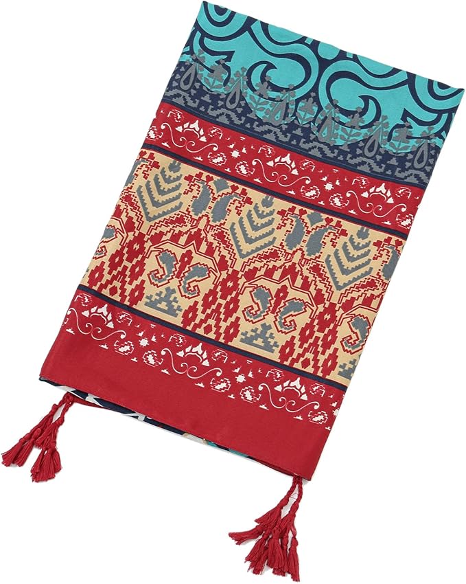 Yeieeo Boho Scarf for Women Lightweight Floral Printed Scarf Fall Winter Fashion Fringed Shawl
